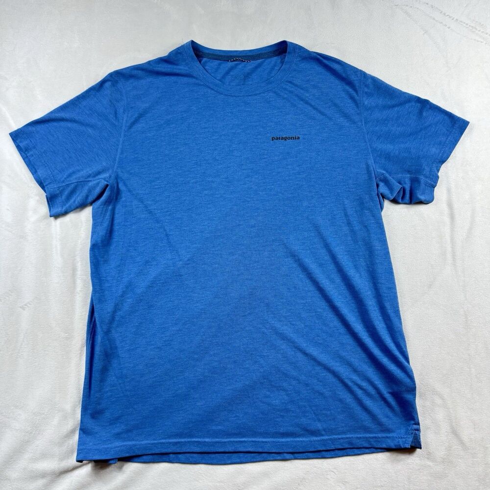 Patagonia Nine Trails T-Shirt Mens Large Blue Short Sleeve Hike Performance Tee